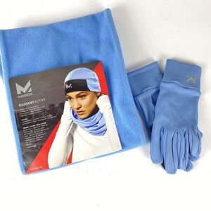 NEW Beanie Hat Gloves  Set with Neck Warmer Blue Ski Winter Set Gift